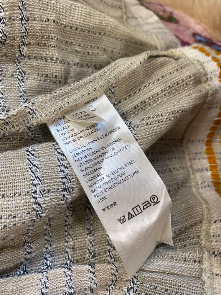 Fabulous FreePeople striped puff sleeve mini Dress UkXS Beige Boho chic CP002