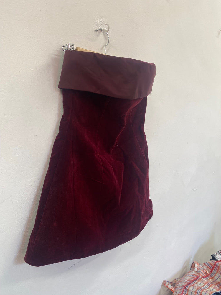 Fabulous Murci babydoll velvet party Dress UK12 Burgundy CP002