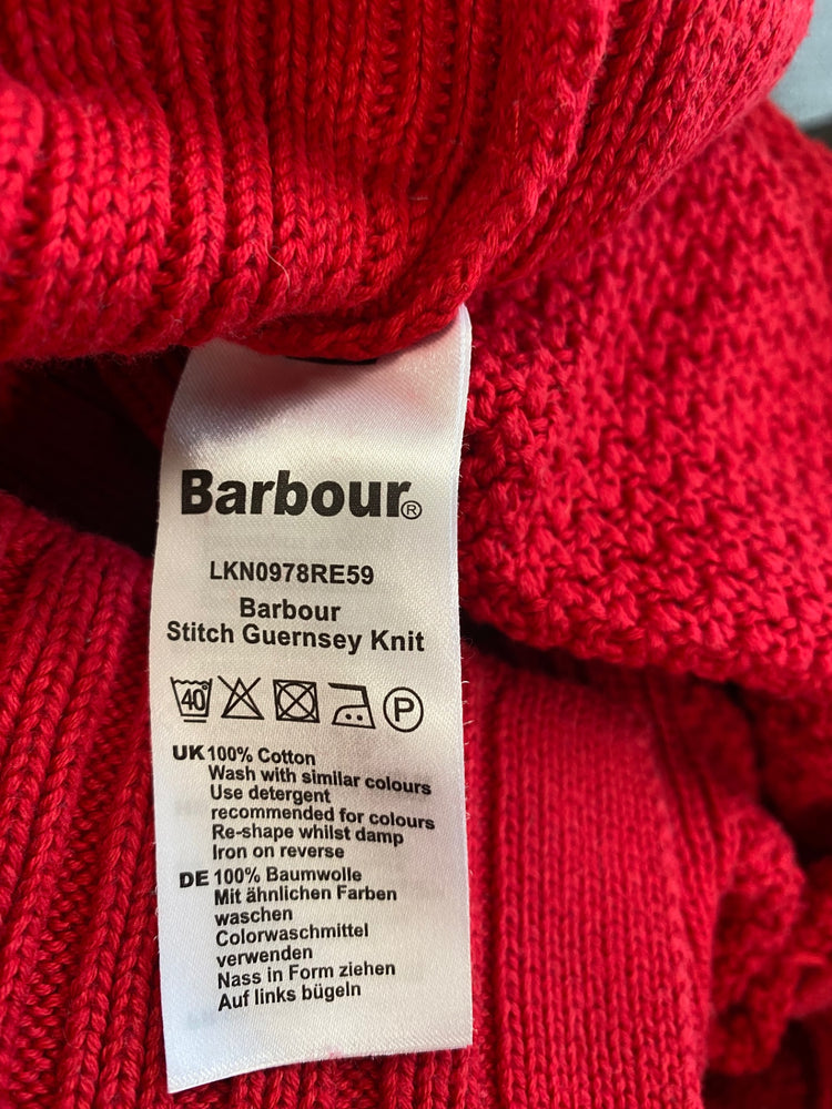 Fabulous Barbour Stich Guernsey Knit Sweater UK8 Red FH003