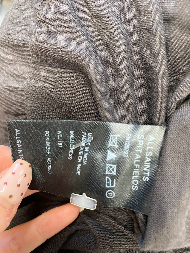 Fabulous All saints Spitalfields Tunic Dress y2k jewel UK 8 Charcoal Grey YS486