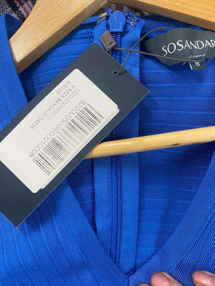 Fabulous Sosandar bandange bodycon Dress UK8 Blue Sexy FH003
