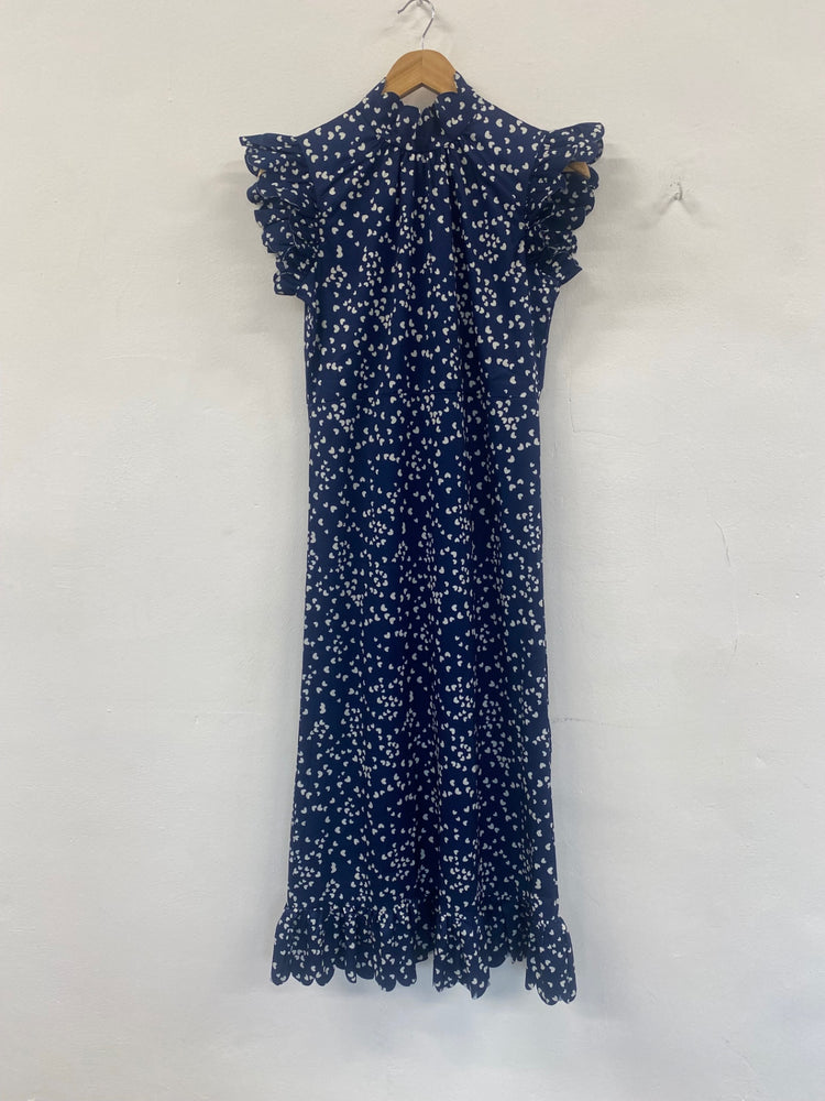 Fabulous Anne Louise boutique pin up retro Dress UK8 Navy blue FH003