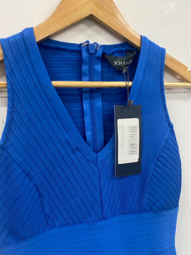 Fabulous Sosandar bandange bodycon Dress UK8 Blue Sexy FH003