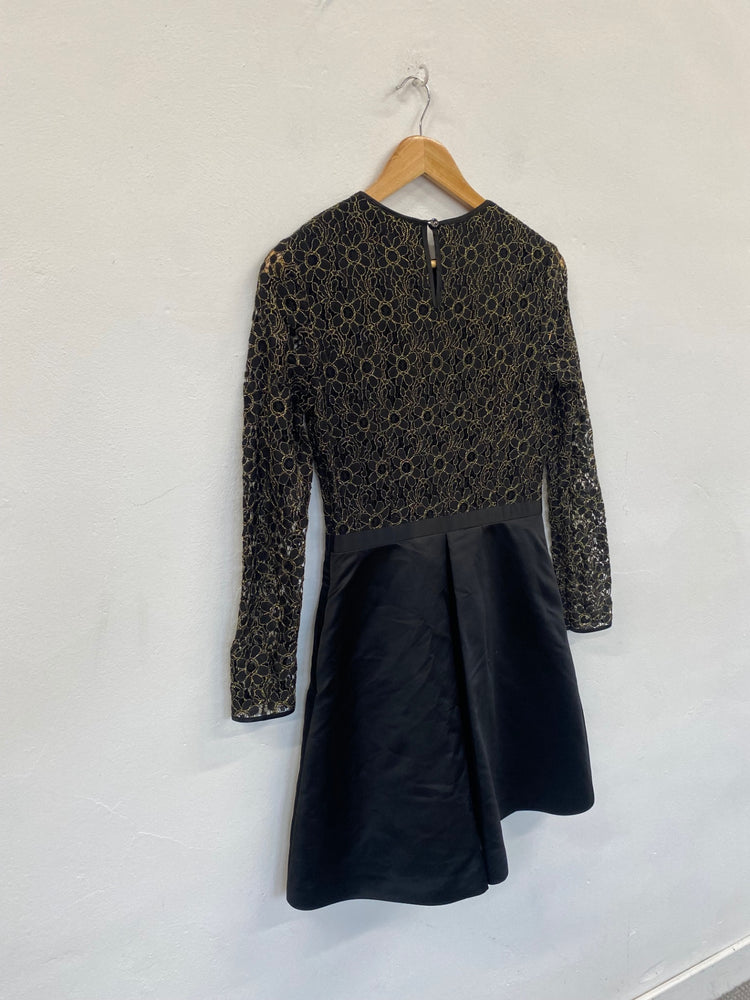 Fabulous Ted Baker Freeya Party Dress Uk10 Black & gold Occasion GM485