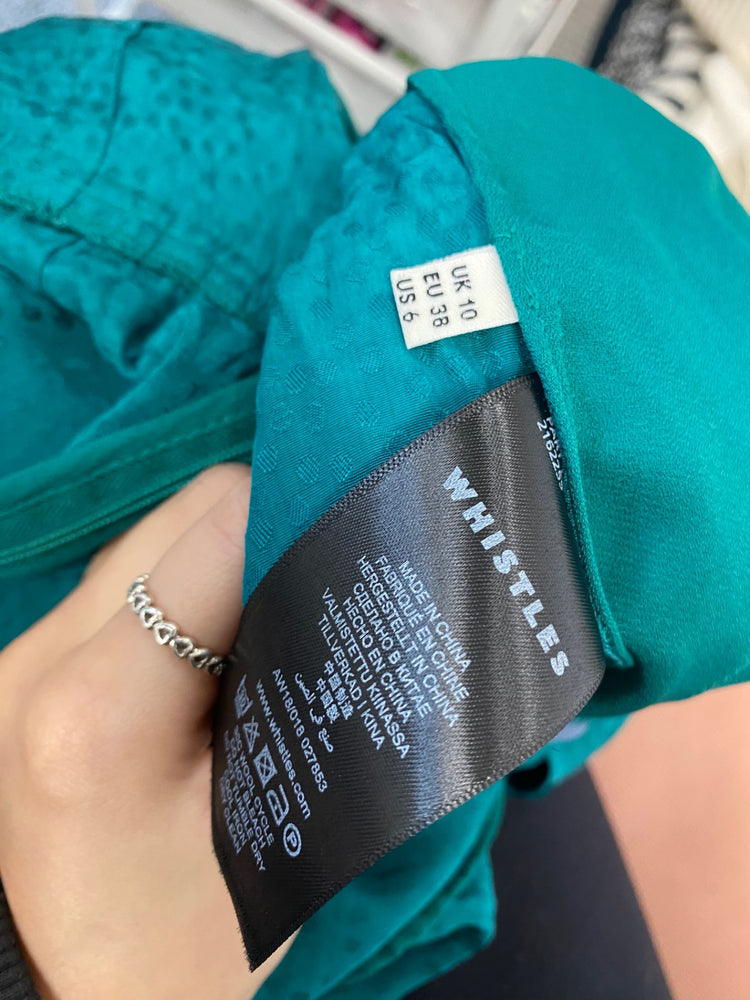 Fabulous Whistles britt jaquard Jumpsuit Uk 10 Teal frill GM485