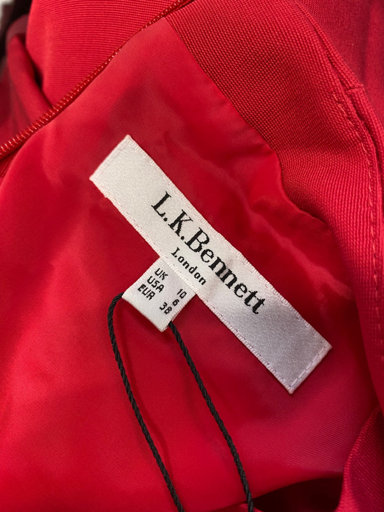 Fabulous L.K. Bennett dr tan Formal Dress UK 10 Red GM485
