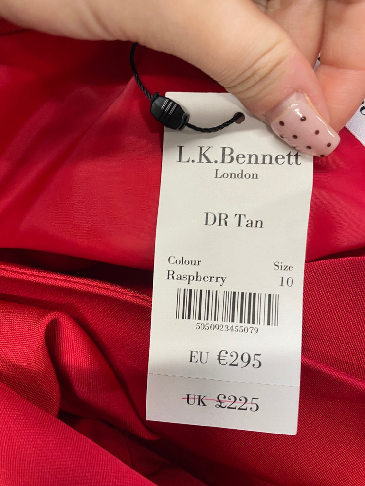 Fabulous L.K. Bennett dr tan Formal Dress UK 10 Red GM485