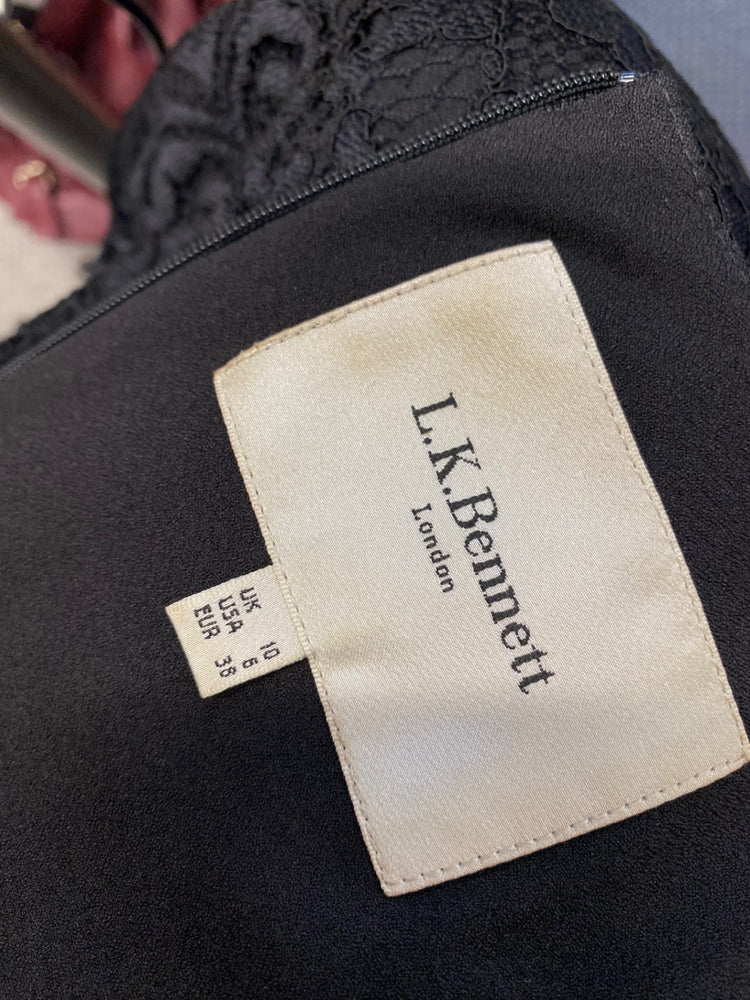 Fabulous L.K. Bennett Midi Dress UK 10 Black lace evening GM485