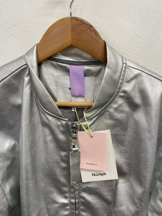 Fabulous Numph Bomber Jacket UK 10 Silver new SR006