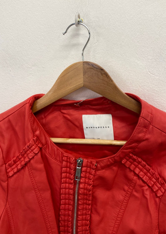 Fabulous Rino & pelle Biker Jacket UK 12 Red SR006