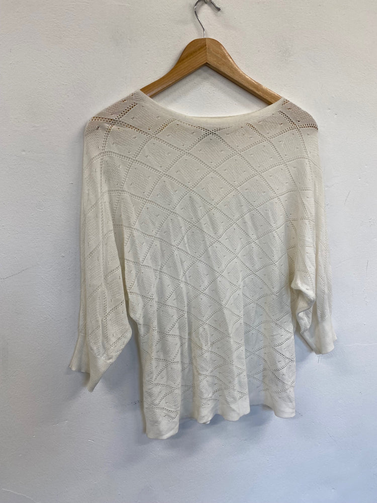 Fabulous Numph crochet fine knit Sweater UKS Cream SR006