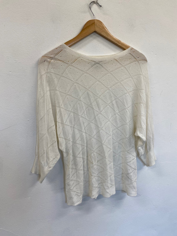 Fabulous Numph crochet fine knit Sweater UKS Cream SR006