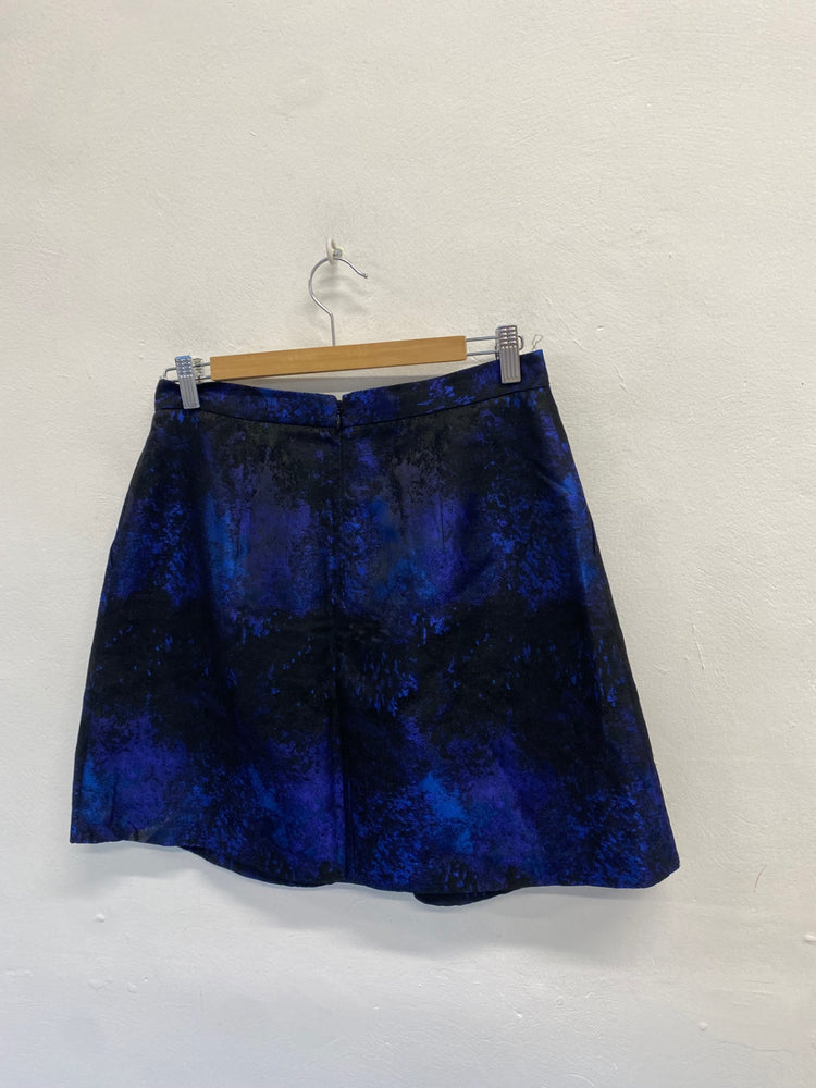 Fabulous Cos Midi Skirt UK 12 Black and Blue abstract CS001