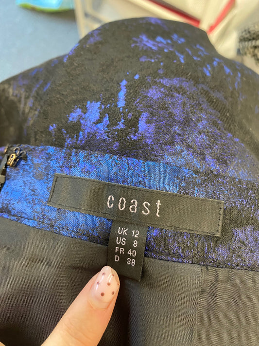 Fabulous Cos Midi Skirt UK 12 Black and Blue abstract CS001