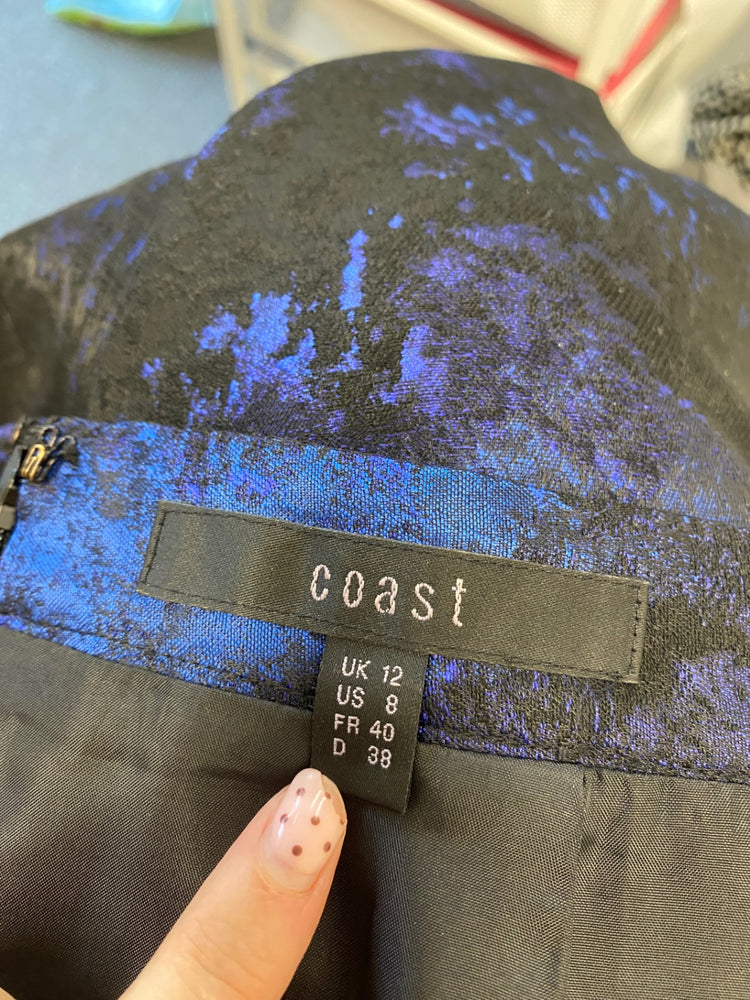 Fabulous Cos Midi Skirt UK 12 Black and Blue abstract CS001