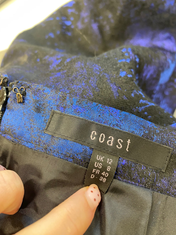 Fabulous Cos Midi Skirt UK 12 Black and Blue abstract CS001