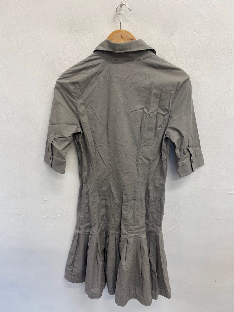 Fabulous Ted Baker Midi Dress UK 8 Grey frill hem safari UK 8 AC488