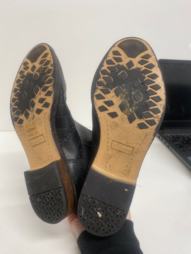 Fabulous Dune Brogued Leather ankle Boots UK5 Black Classic AC488