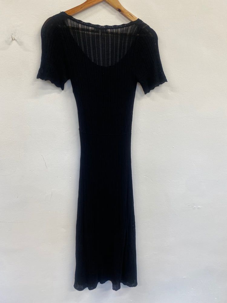 Fabulous Vintage crochet Kookai Dress Uk8 Black y2K AC488