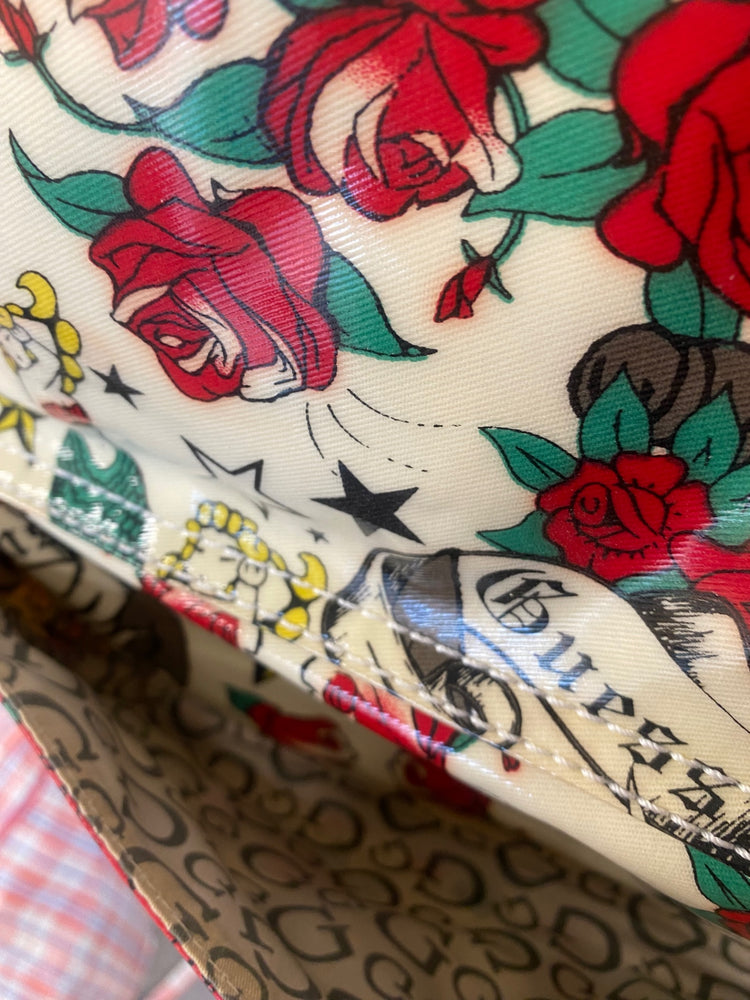 Fabulous vintage Guess tattoo & rose Crossbody Bag Rare SW001