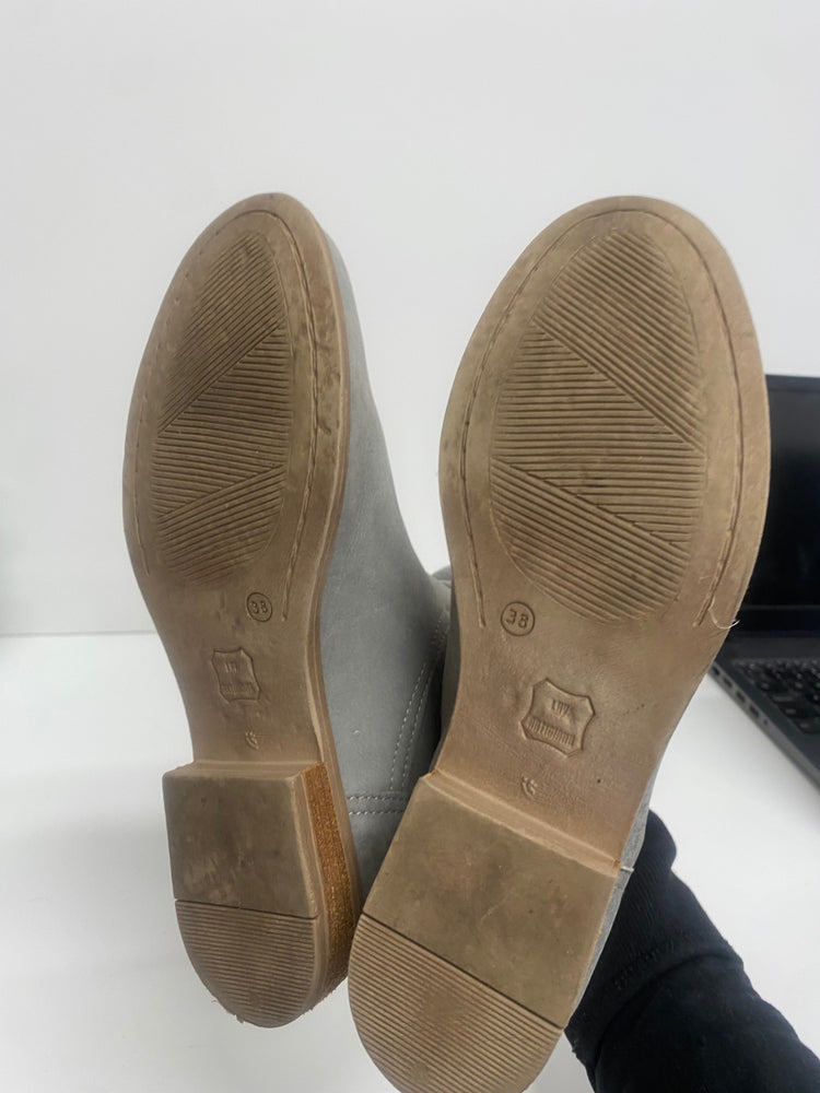 Fabulous Next buttersoft leather suede ankle Boots UK5 petrol Grey AC488