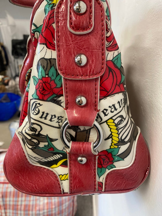 Fabulous vintage Guess tattoo & rose Crossbody Bag Rare SW001