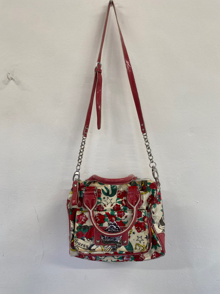 Fabulous vintage Guess tattoo & rose Crossbody Bag Rare SW001