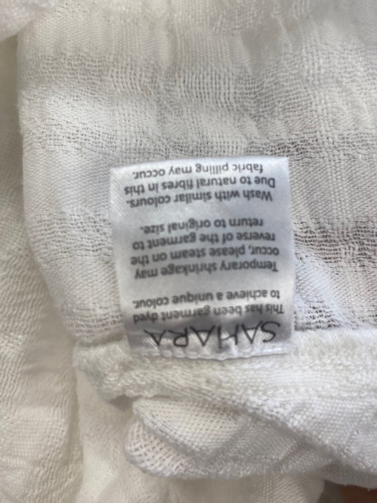 Fabulous Sahara linen blend textured Tunic top Uk16 ivory white LS490