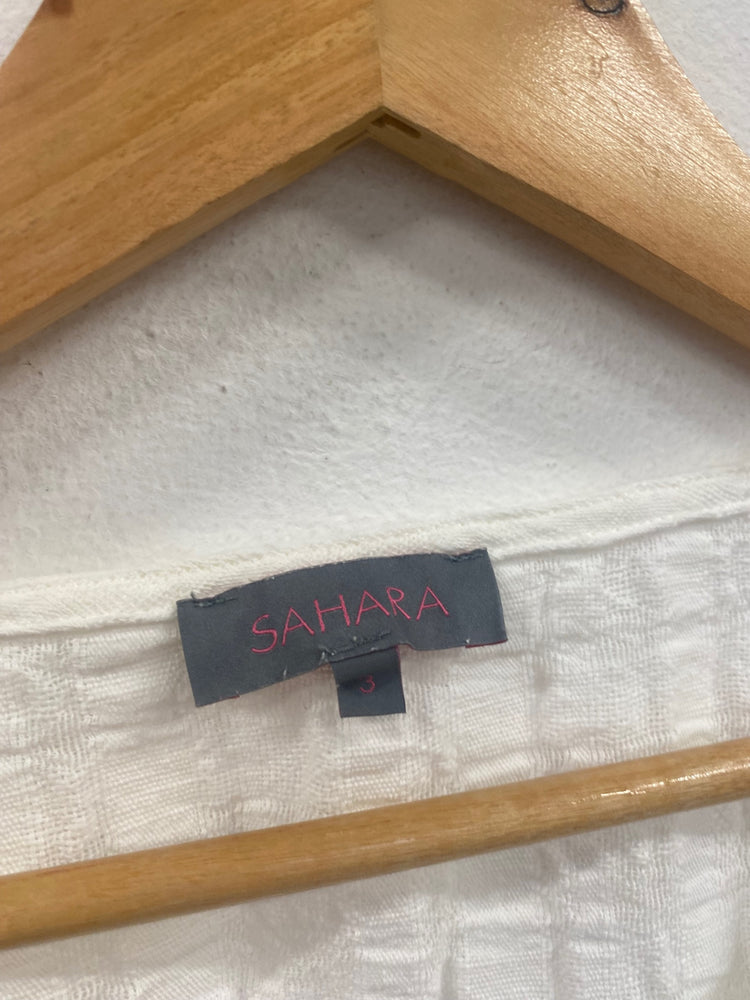 Fabulous Sahara linen blend textured Tunic top Uk16 ivory white LS490