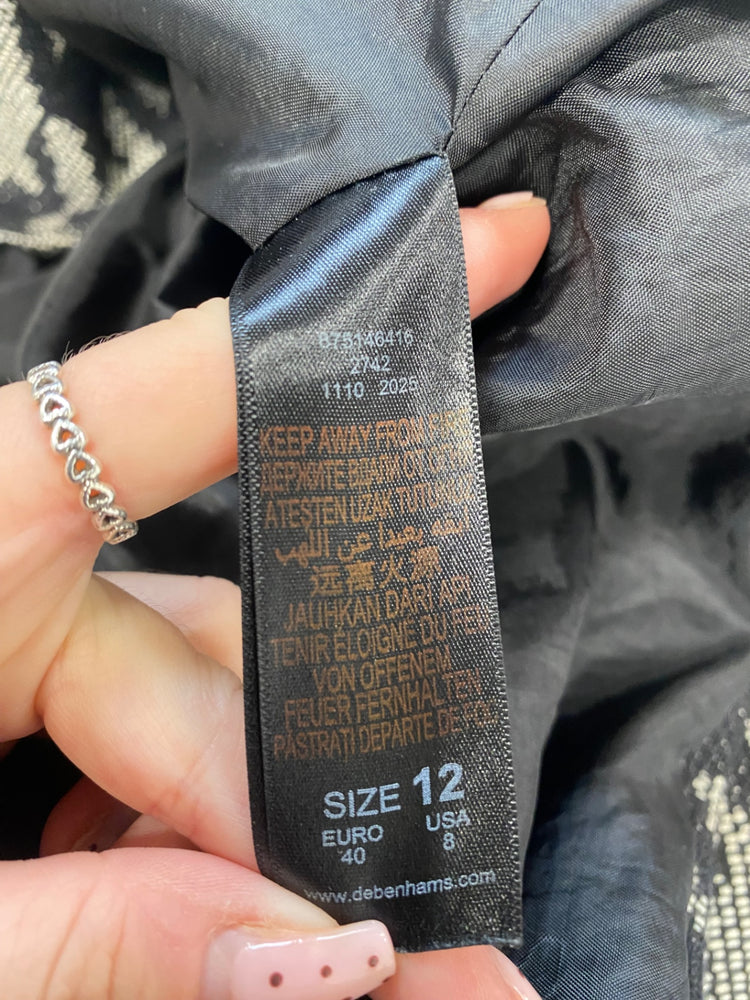 Fabulous Betty Jackson Black Peacoat houndstooth UK 12 Grey black VG491