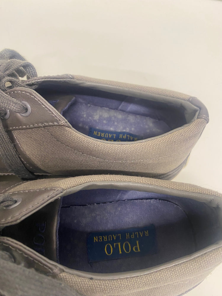 Fabulous Ralph Lauren Churston leather Canvas Sneakers Uk10 Brown VG491