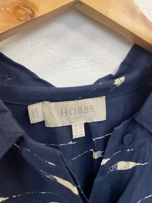 Fabulous Hobbs silk blend tunic Shirt Dress Uk14 Navy VG491