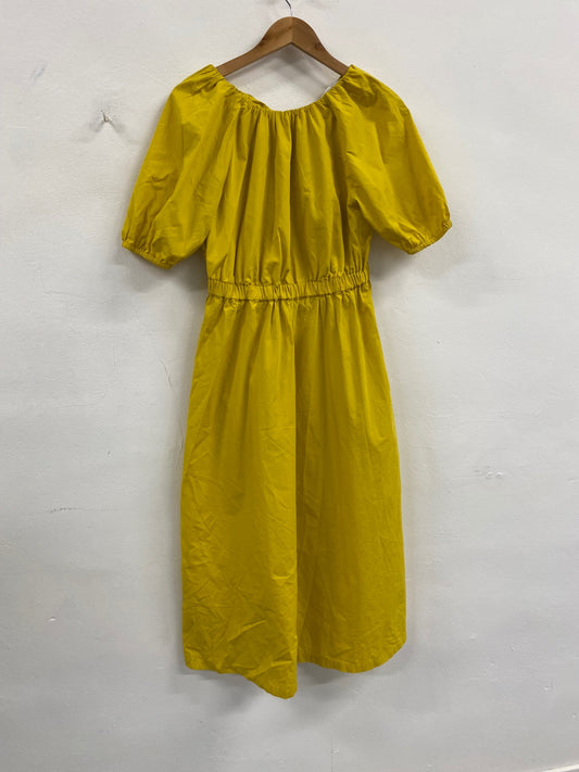 Fabulous Marks & Spencer puff sleeve Dress UK10 Yellow MW492