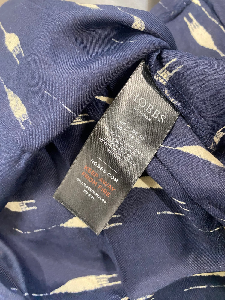 Fabulous Hobbs silk blend tunic Shirt Dress Uk14 Navy VG491