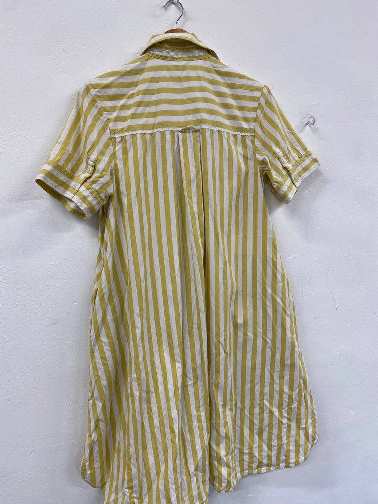 Fabulous Everlane Puff sleeve striped shirt Dress UkS Yellow White fit & flare MW492