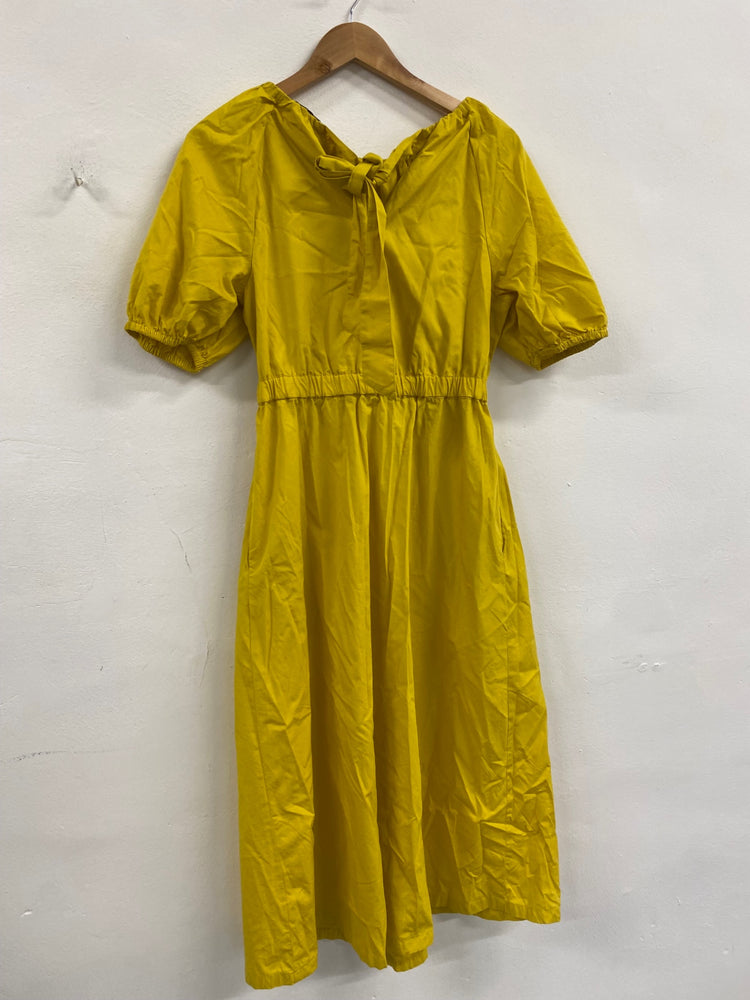 Fabulous Marks & Spencer puff sleeve Dress UK10 Yellow MW492
