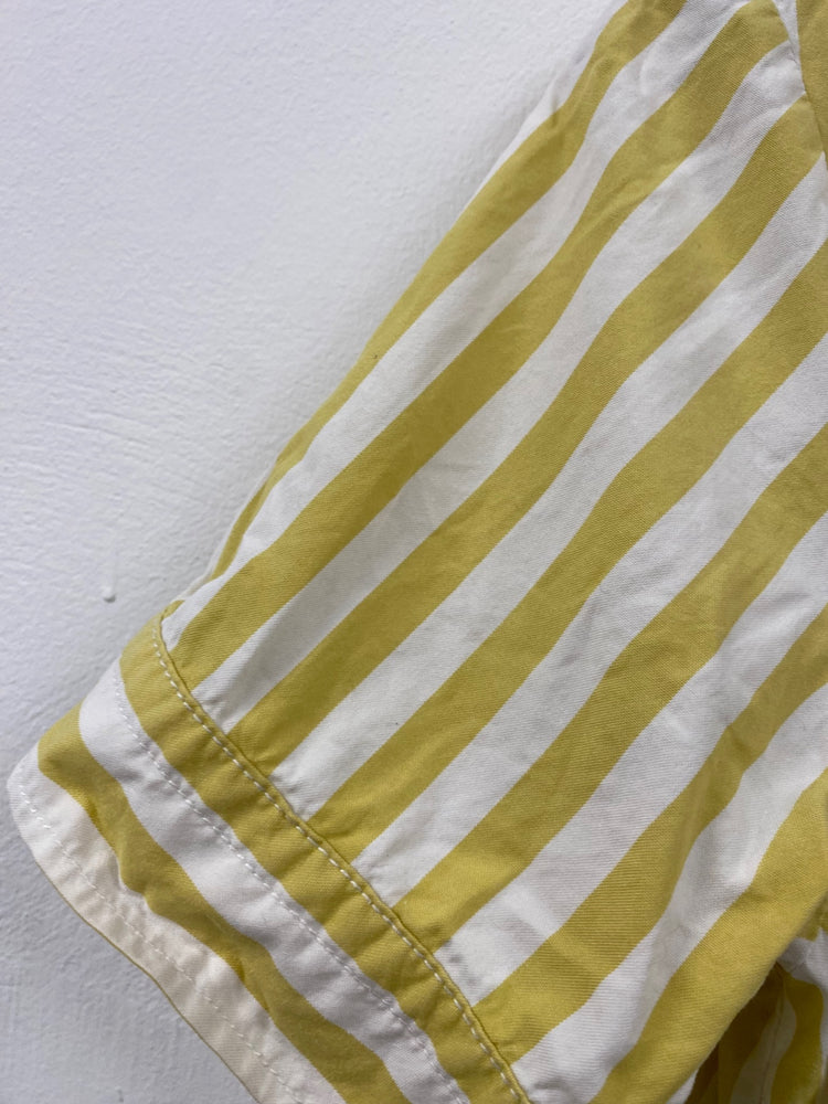 Fabulous Everlane Puff sleeve striped shirt Dress UkS Yellow White fit & flare MW492