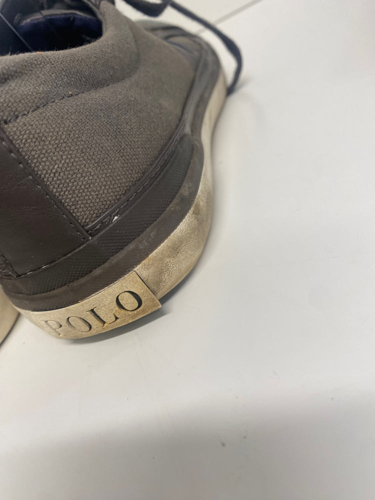 Fabulous Ralph Lauren Churston leather Canvas Sneakers Uk10 Brown VG491