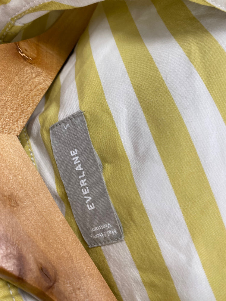 Fabulous Everlane Puff sleeve striped shirt Dress UkS Yellow White fit & flare MW492