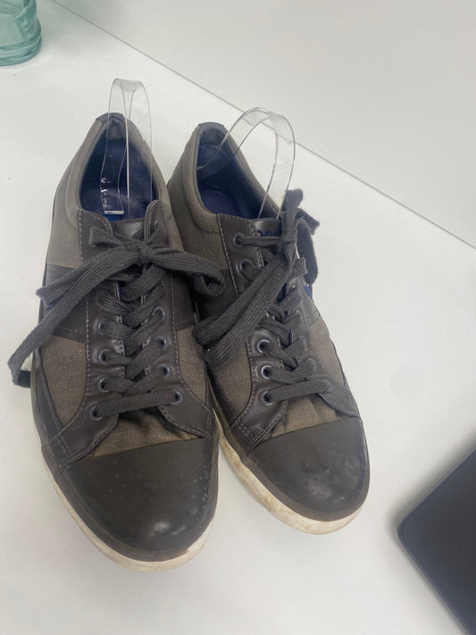 Fabulous Ralph Lauren Churston leather Canvas Sneakers Uk10 Brown VG491