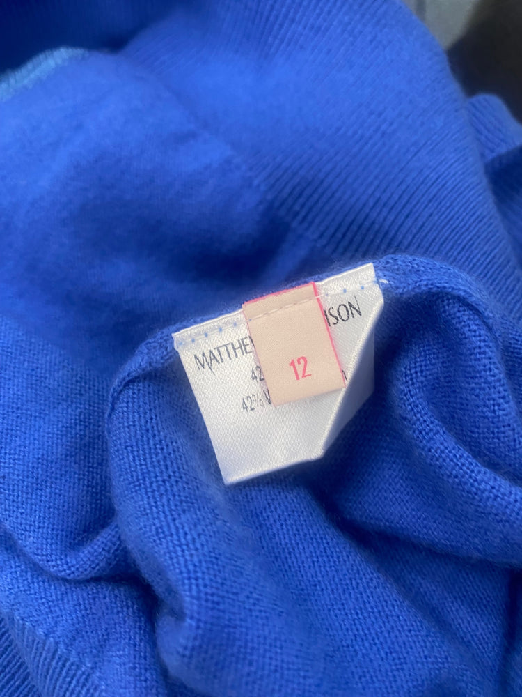 Fabulous Matthew Williamson cashmere blend Sweater UK12 Blue Stunning SH493