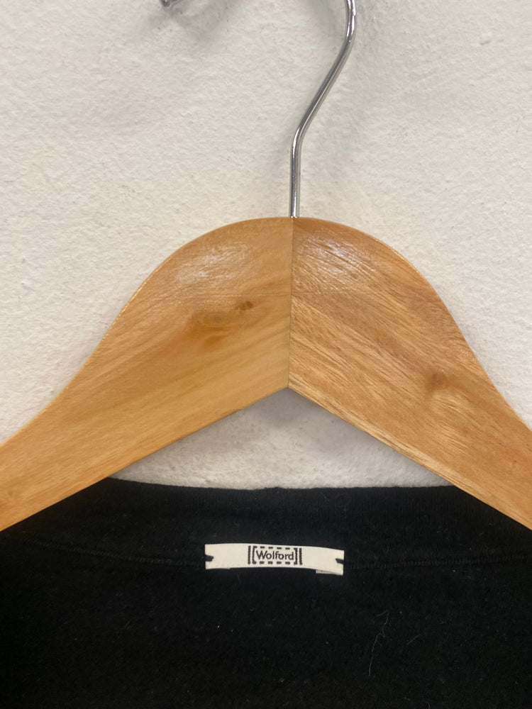 Fabulous Wolford Thelma square neck wool blend Sweater UKS Black SH493