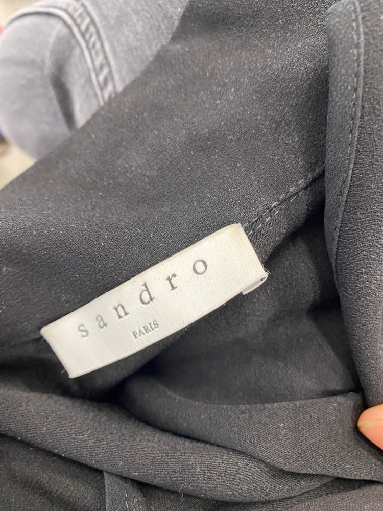 Fabulous Sandro Paris sleeveless wrap Dress Uk8 Black Chic SH493