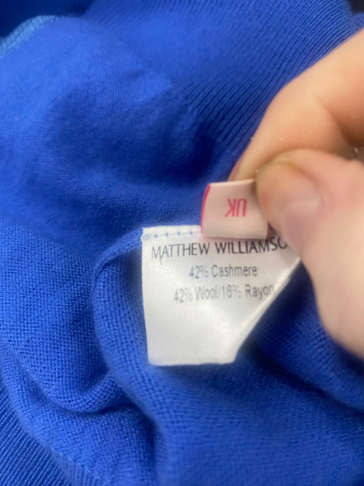 Fabulous Matthew Williamson cashmere blend Sweater UK12 Blue Stunning SH493