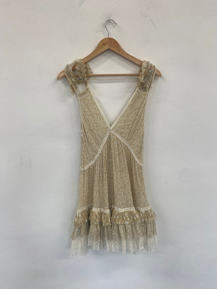 Fabulous Sunday Saint Tropez boho floaty mini Dress One size Beige SH493