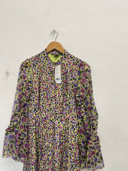 Fabulous French Connection Midi Dress Uk 8 Floral purple green new SH493