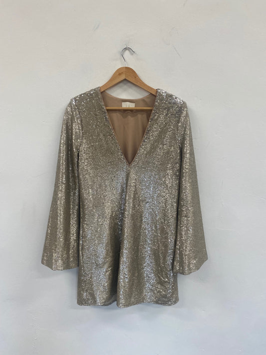 Fabulous TJD The Jetset Diaries shimmer party sequin Dress UKS Gold Sh493