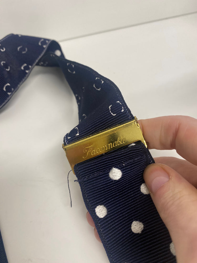Fabulous Faconnable spotted leather button Braces One Size Navy SH493