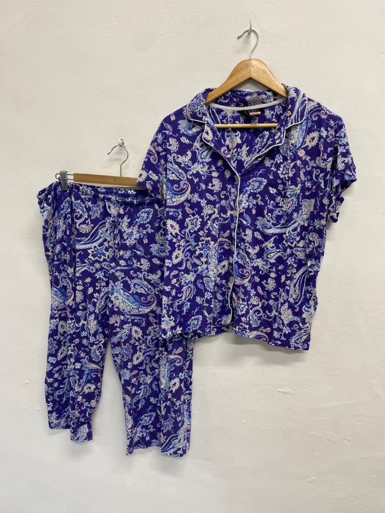 Fabulous Ralph Lauren Pajama Set UK L Purple paisley cotton #5 SH493