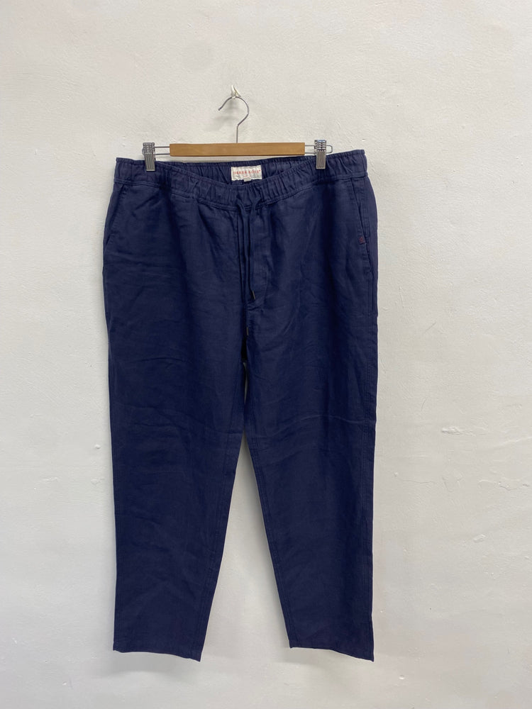 Fabulous Derek Rose Tailored trousers W36" L29” Navy Blue linen SH493